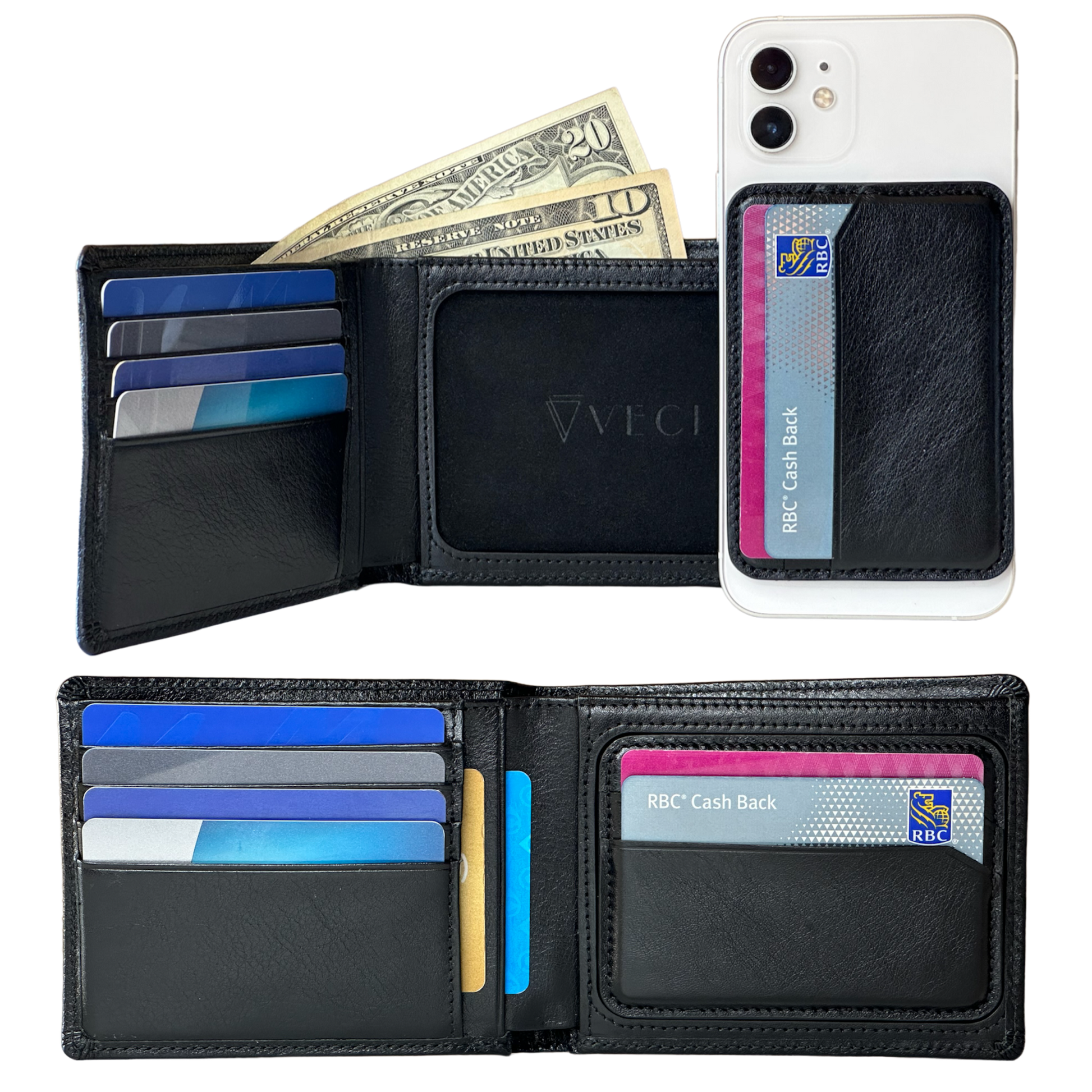 Leather Mens Card Wallets Cool Small Zipper Card Wallet Key Wallet wit